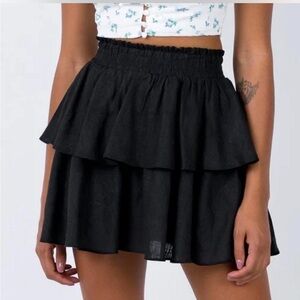 PRINCESS POLLY Black Ruffle Mini Skirt